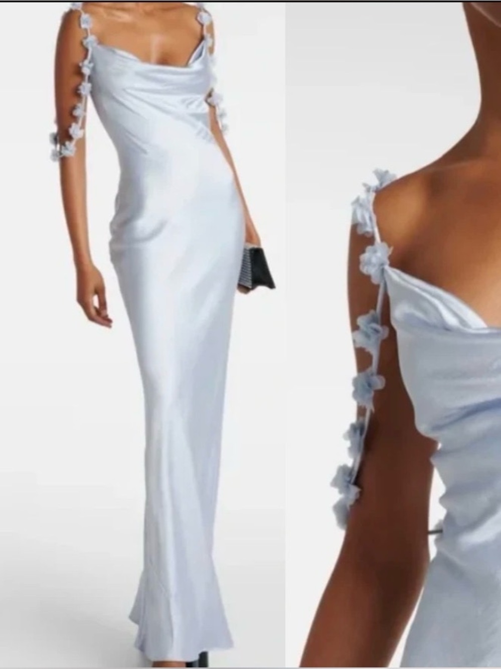 Caroline Constas Soft Blue Cowl Neck Maxi Dress